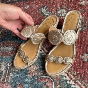 NWOT jack rogers gold metallic wedge heels